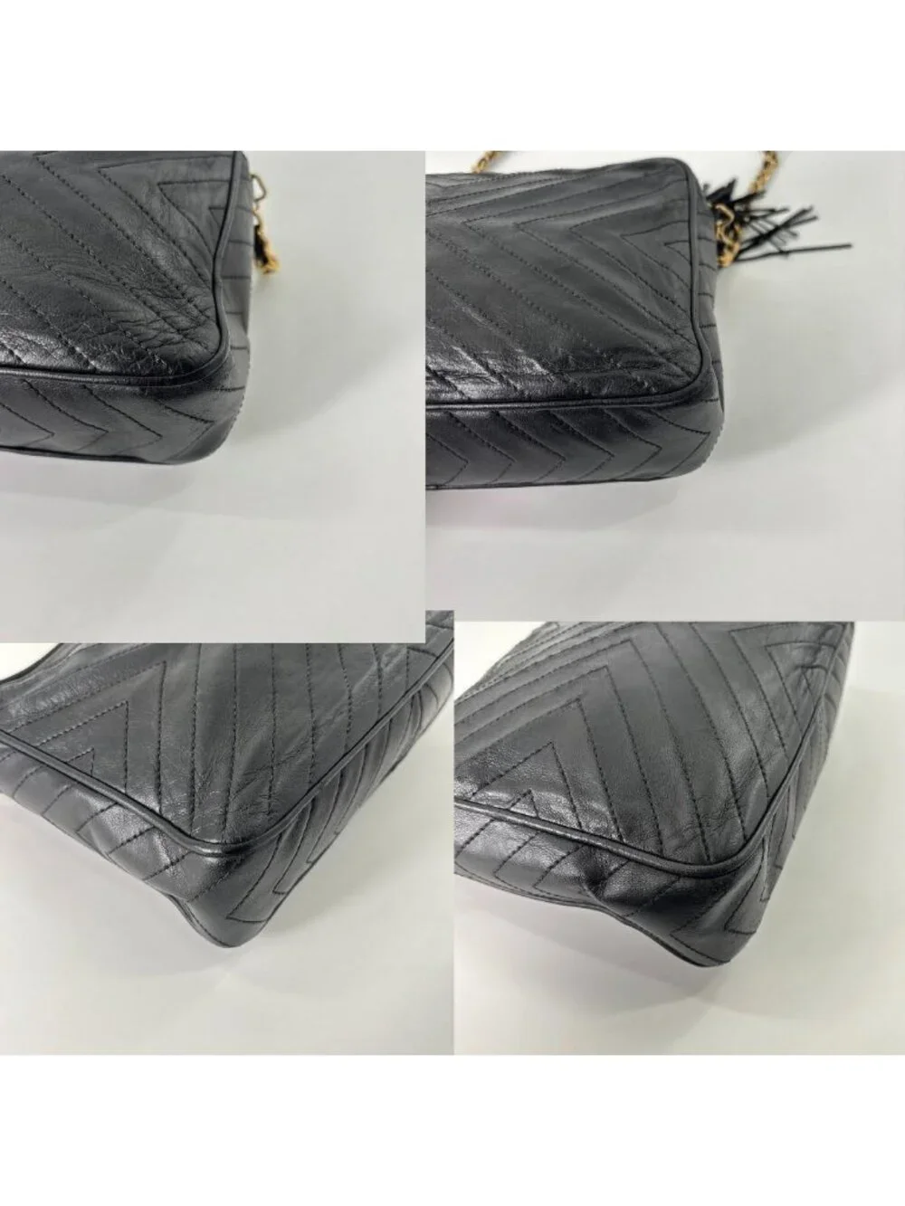 Chanel Stitch Lambskin Shoulder Bag Black